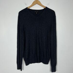 Banana Republic Sweater Mens Large Silk Cotton Cashmere Charcoal Gray V Neck Lux